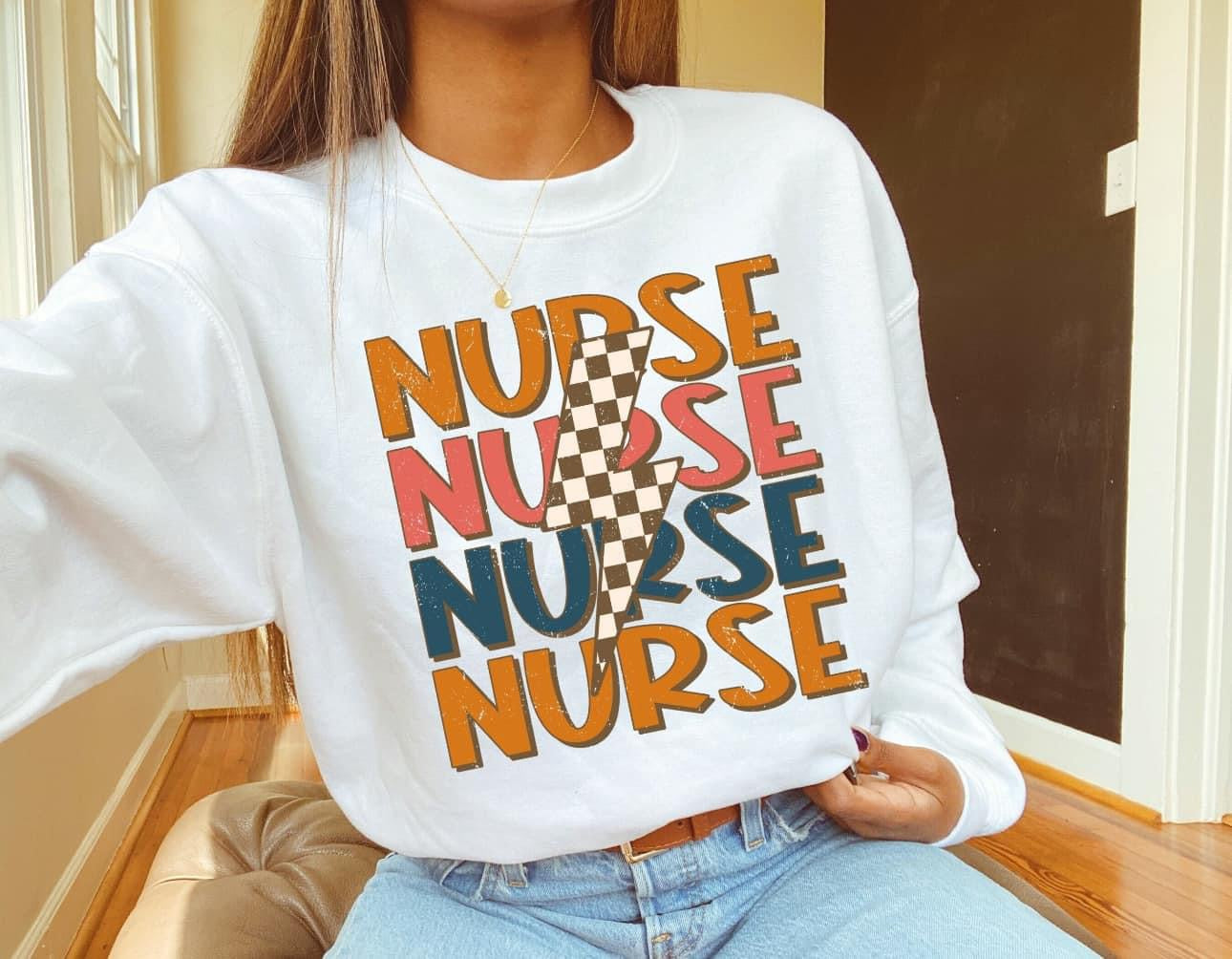 Nurse Checkered Bolt Sweatshirt